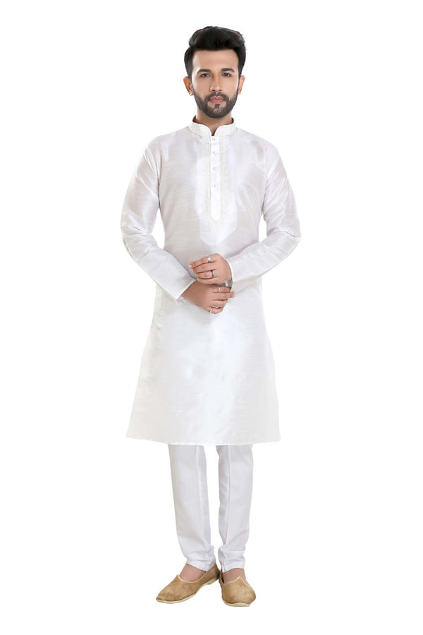 Casual White Men Kurta With Pajama