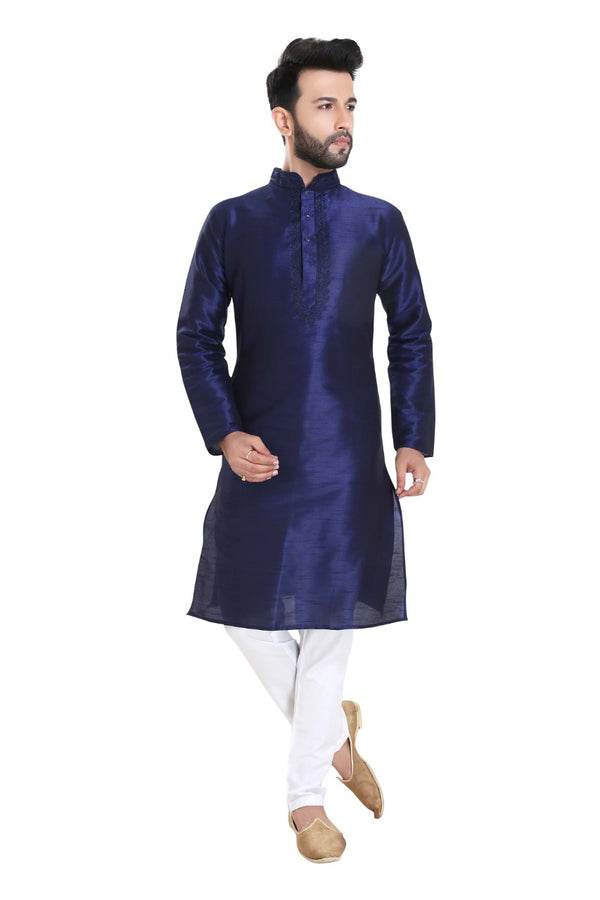 Casual Blue Men Kurta With Pajama
